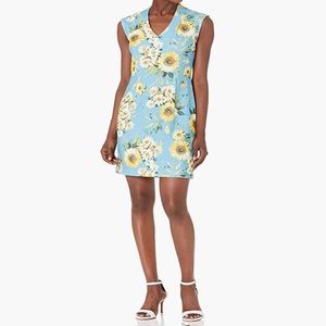 Sharagano Women's Sunflower Print Shift Dress 18W